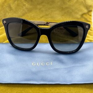 Gucci Black Gold Antique Temple Sunglasses